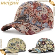 MEIGUII Cute Bear Baseball Cap, Cotton Little Bear Print Unisex-Teens Caps, Cartoon Bear Print Duckb