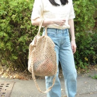 大大斜背手提編織包/麻繩編織/斜背手提兩用包/編織包