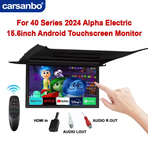 Carsanbo 15.6 Inch Android 13 Car Monitor Roof Mount for 40 Series Alpha 2024 Electric Screen Fully 