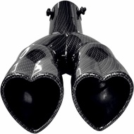 Carbon Fiber Heart Shaped 2.5 Exhaust Tip Bending Muffler Kit 2.25 Inlet System Car Mods Black (Dual