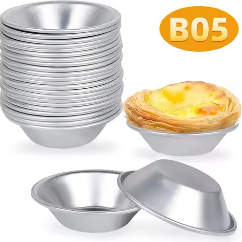 25pcs Egg Tart Cupcake Mould,Aluminum Alloy Egg Tart Mold,Round Pudding Cup,Dessert DIY Bakeware Reu