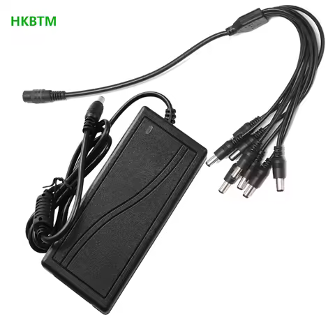 DC 12V 5A Power Supply Adapter + 8 Split Power Cable for CCTV Security Camera DVR Analog AHD TVI CVI