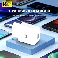 HK D78 Single Port USB Charger 5V 1.2A Free Micro / Type-C Cable || Charger Micro Usb Charger Type C