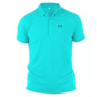 Men's and women's printed/Sulam AX logo short sleeved collar T-shirt