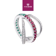 HABIB BUTTERFLY | Emerald, Ruby and Diamond Interchangeable Ring in 375/9K White Gold 259261120(RYEM