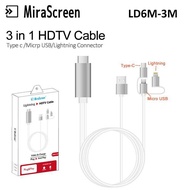 ✨สายสมาร์ทโฟน✨ HDMI TV 3in1 Type-C Micro USB Lightning to HDMI TV*LD6M-3m.📱📻