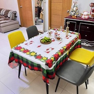 Christmas Table Cloth 6/8seater Square Polyester Fabric Tablecloth Waterproof Oil Proof Alas Meja Ka
