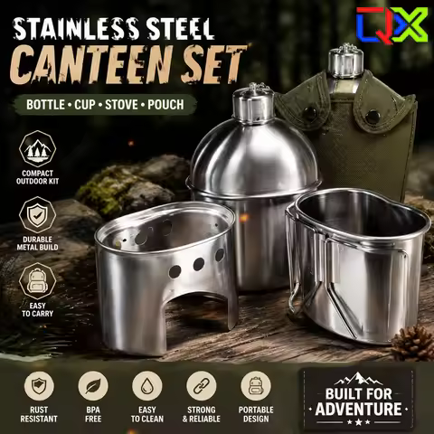 QX 1L Tactical Canteen Bottle with Pouch Military Water Kettle Outdoor Camping Hiking Backpacking Su