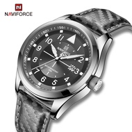 Naviforce NF8022ดีไซน์คลาสสิกควอตซ์ปฏิทินนาฬิกาผู้ชายนาฬิกาข้อมือหนังกันน้ำ
