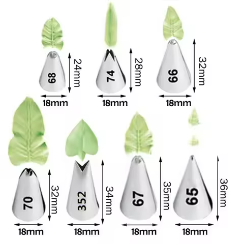 7 Different Styles Leaf Leaves Cream Stainless Steel Icing Piping Nozzles Cake Cream Decorating Cupc