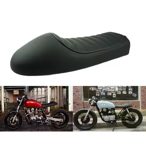 SAFFEN Black Motorcycle Cafe Racer Seat Custom Vintage Hump Saddle Flat pan Retro Seat For Honda CB1