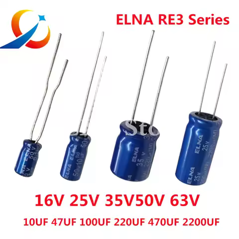 10PCS ELNA RE3 Series HiFi Audio Capacitor 16V 25V 35V 50V 0.1UF 10uF 22uF 47uF 100uF 220uF 470uF 10