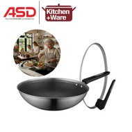 ASD 30cm Crystal Armor Composite Steel Wok with Standing Glass Lid