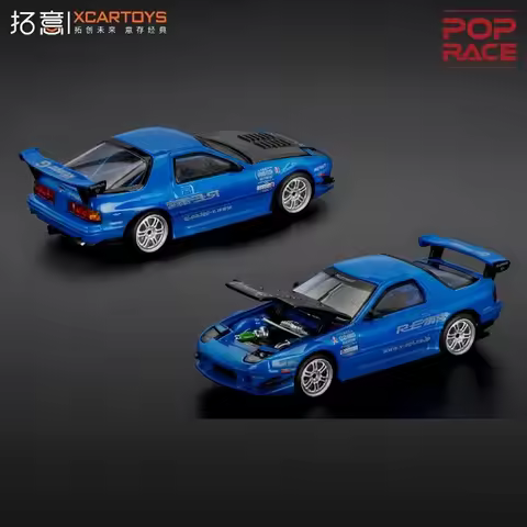 Xcartoys X Pop Race 1:64 RX7 FC3S RE-AMEMIYA BLUE Die-Cast Car Model Collection Miniature