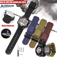 Aotelayer 16มิลลิเมตร18มิลลิเมตรสายนาฬิกาสำหรับ Casio G-SHOCK GM-110 GM-2100 GA-900 AQ-S810ผู้ชายเปลี่ยนสายนาฬิกาข้อมือดัดแปลงไนล่อนผ้าใบสร้อยข้อมือ