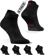 4 or 8 Pairs Sports Socks Running Socks Quarter Men Women, 4 x Black, 35-38