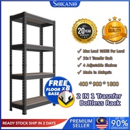 SOKANO [Fast Delivery] 5 LEVEL - 2 IN 1 Boltless Rack Storage Rack 900MM(W) X 1800MM(H) Rak Kasut Ra