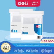 Deli Ziplock Bag 40 Pcs Transparent Thick Ziplock Bags / Pack No. 7/8/9/10 1925X