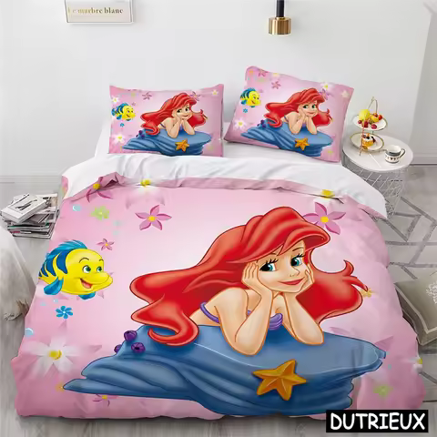 Ariel Little Mermaid 3d Bedding Set Beautiful Disney Princess Quilt Cover And Pillowcase Duvet Cover