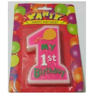 MERAH LILIN Jumbo pink number 1 (one) candles pink first birthday candles for girls
