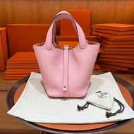 HERMÈS Picotin Lock 18 愛馬仕菜籃包｜櫻花粉 B刻 銀扣｜TC皮底釘未拆膜｜保值精品