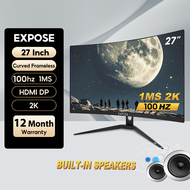 Expose จอคอมพิวเตอร์ 4K 165HZ จอคอม monitor จอโค้ง เต็มจอไร้ขอบ 27 นิ้ว จอคอมพิวเตอร์ LED IPS 1MS HD