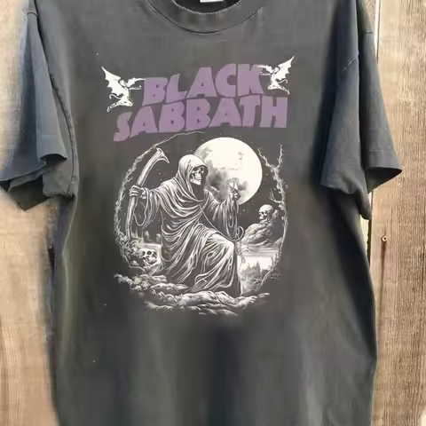2026 Summer Vintage 80s Black Sabbat Band T-Shirt Band Heavy Metal Summer New Men's Women Vintage Fa