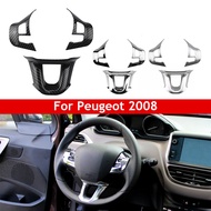 Calistouk 3 miếng dán vỏ bọc trang trí trang trí Tay Lái Xe sợi carbon ABS phù hợp với Peugeot 2008
