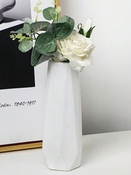 仿陶瓷塑料花瓶,白色花盆（不包括花）