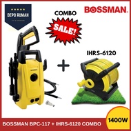 BOSSMAN Combo BPC-117 + Hose Reel / High Pressure Washer 110bar & ISANO STACKABLE HOSE REEL SET 20ME