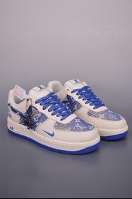 LV x Nike Air Force 1 藍色印花男鞋
