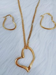 (053) Stainles 2 in 1 set necklace and earrings japan chain