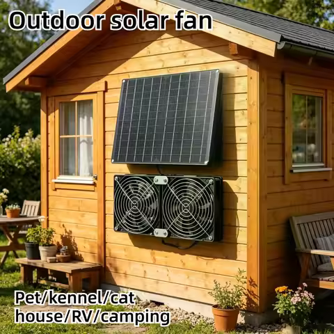Solar Panel Dual Fan 20W High Speed 3200RPM 200CFM IPX7 Waterproof Exhaust Fan for Chicken Coop Dog 