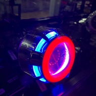 Motorcycle Projector Light Lamp Hi/Lo with Angel Eyes Ring and Red Devil BLUE ANGEL EYES