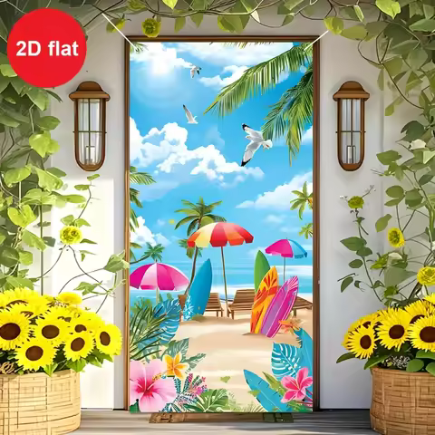 1 piece of 2D banner, a summer polyester hanging sign for Hawaiian beaches, a tropical Hawaiian seas