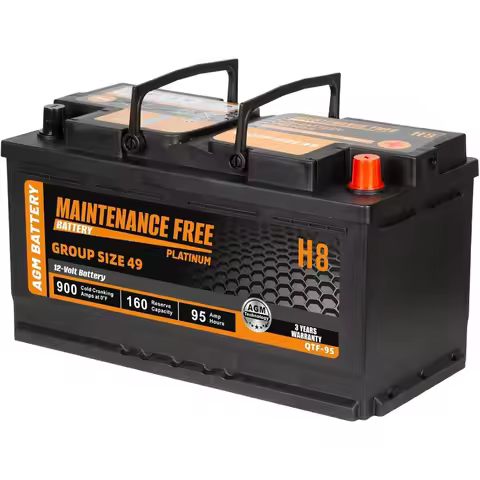 H8 Group Size 49 Start and Stop AGM Automotive Battery 12V 95Ah 900 CCA 160 RC Rechargeable Car Batt