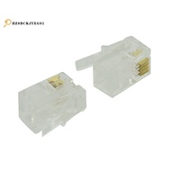 RJ9 4P4C Plug phone Jack Connector 50 pieces, Transparent