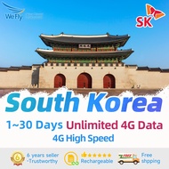 Wefly Korea SIM Card Unlimited 4G Data High Speed 5-30 Days Prepaid SIM Card SK Telecom KT Tourist Travel