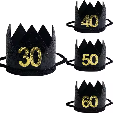 30th 40th 50th 60th Birthday Party Black Gold Crown Adult Anniversary Birthday Party Gift Men 30 40 