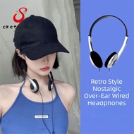 ONETOMY Headset, ABS Universal Earphones, Y2k Vintage 3.5mm Jack Metal Head Mounted Headphones Walkm