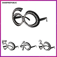 [Sharprepublic] 30th 40th 50th 60th Funny Glitter Diamante Birthday glasses for party Novelty Plasti