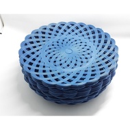 BP 23cm Blue Woven Plastic Rattan Plate - 1 Dozen