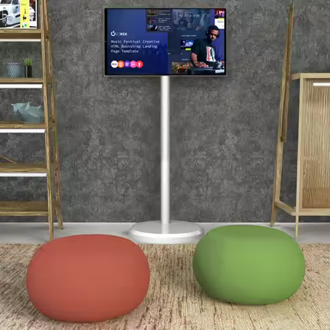 Hot Selling 21.5 Inch Mobile TV Rollable Portable Smart Tv On Wheels Touch Screen Monitor Portable I