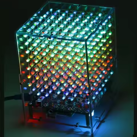 DIY Electronic Kit RGB Music LED Light 3D Cube Colorful 8x8x8 3D8 with Remote Control for Soldering