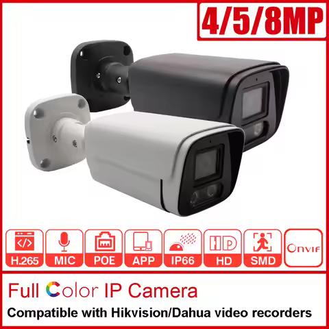 4MP/5MP/8MP HD Full Color ColorVu WDR IP66 POE H.265+ Built-in Mic IP66 Bullet IP Camera Compatible 
