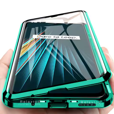 360 magnetic flip case for oppo a5 a9 2020 Coque double side tempered glass cover realme 5 pro 5i ca