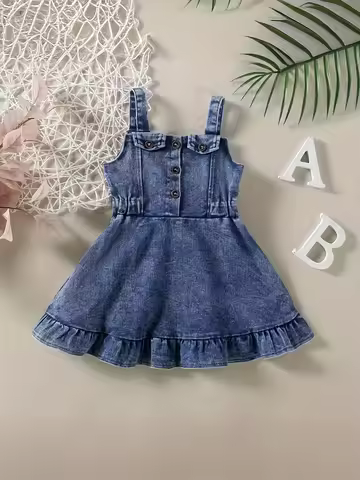 Baby Girl's Denim Romper Dress Infant Backless Overalls Clothing Kids Fashion Outfit Baby Girl's Clo