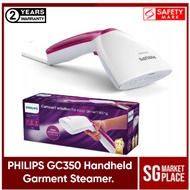 Philips GC350 Handheld Garment Steamer. 70 ml Tank Capacity. Vertical Steaming. Safety Glove Inlcuded. Safety Mark Approved. 2 Year Warranty.