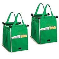 【中古】【輸入品・未使用】2Pack Reusable Shopping Trolley Bags Grab and Go Bag Collapsible Grocery Tote Bags with Handles, Clip on Shopping Cart As Seen On TV [