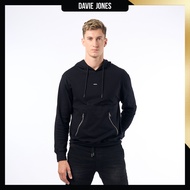 DAVIE JONES เสื้อฮู้ดดี้ Logo Regular Fit Hoodie PU0037 สีดำ